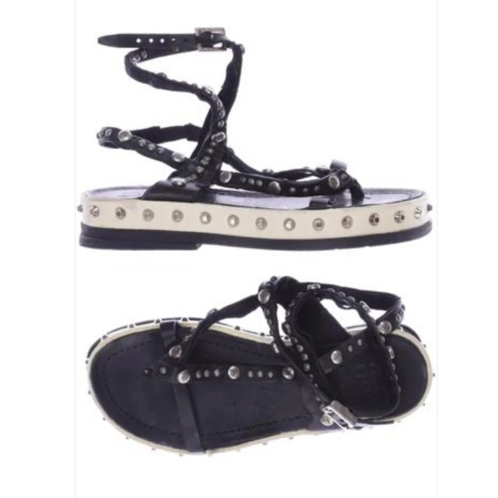 A.s.98 metal rock stud leather wrap platform sandals size 7
